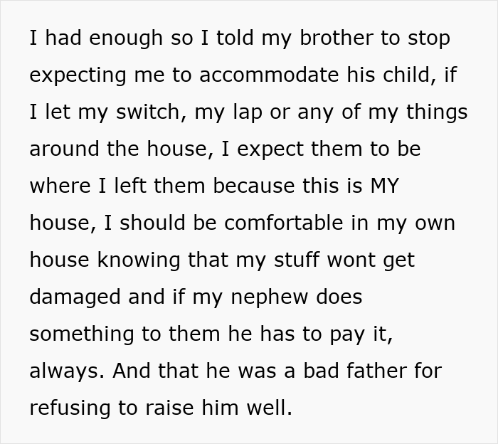 Text excerpt expressing frustration about a 3YO son being a menace and disturbing others in the house.