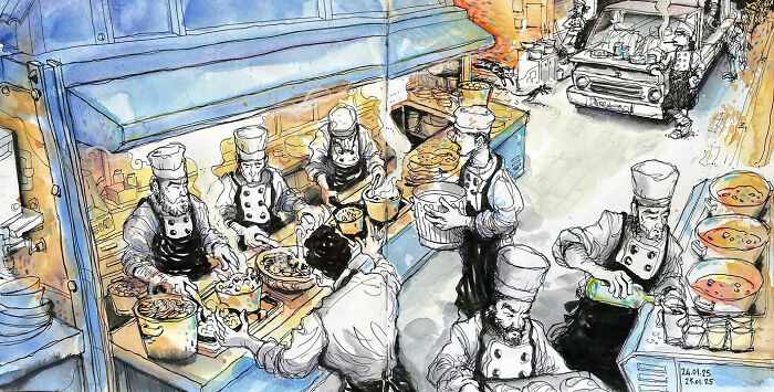 Artist Mehmet Saygin Captures Everyday Life In 30 Expressive Watercolor Sketches