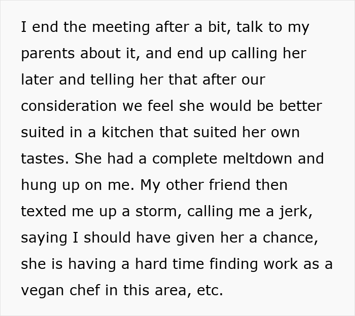 Vegan Chef Applies To Run Meat-Heavy Grill Kitchen, Interview Ends In Meltdown As She Gets Rejected