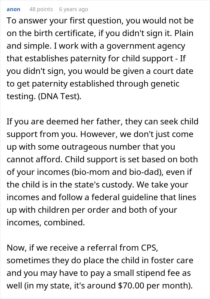 Text excerpt explaining legal paternity, child support, and impact of child services referral on single men’s lives. Text excerpt explaining legal paternity, child support, and impact of child services referral on single men’s lives.