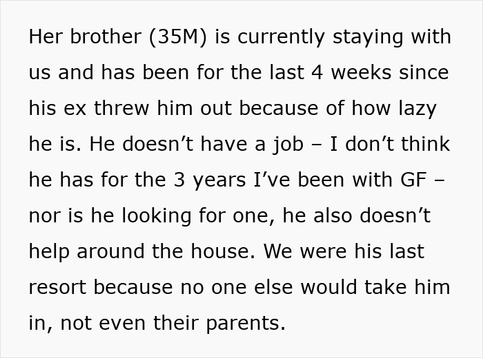 Text excerpt discussing a lazy brother and the challenges of helping a guy with one arm who can't use a knife.