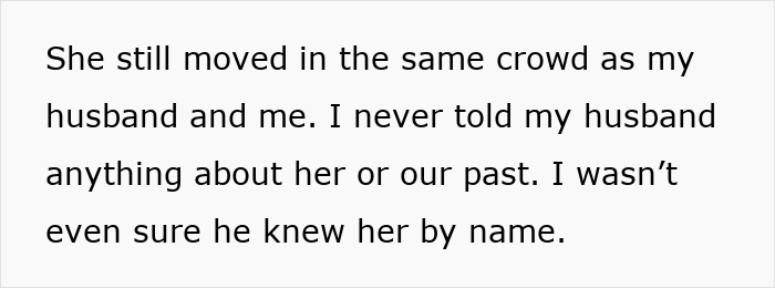 Text excerpt about a woman reflecting on her past and her husband's connection to another woman amid an affair revelation.