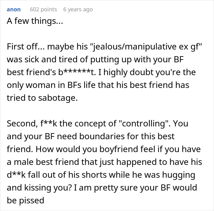 Screenshot of an online comment discussing challenges a woman faces coexisting with her boyfriend&rsquo;s female friend.