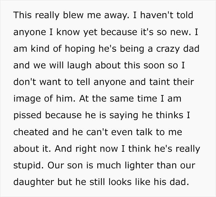 Mensagem de texto expressando choque e conflito depois que um homem solicita um teste secreto de paternidade para seu bebê recém-nascido. Mensagem de texto expressando choque e conflito depois que um homem solicita um teste secreto de paternidade para seu bebê recém-nascido.