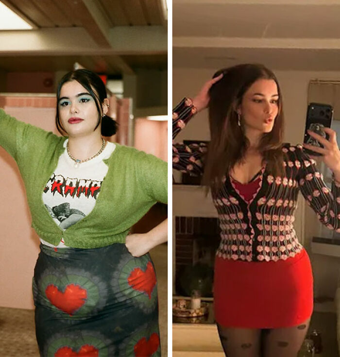 Barbie Ferreira in a side-by-side comparison showing her dramatic transformation sparking a heated debate.