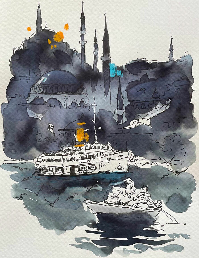 Artist Mehmet Saygin Captures Everyday Life In 30 Expressive Watercolor Sketches