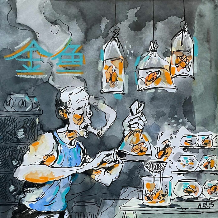 Artist Mehmet Saygin Captures Everyday Life In 30 Expressive Watercolor Sketches