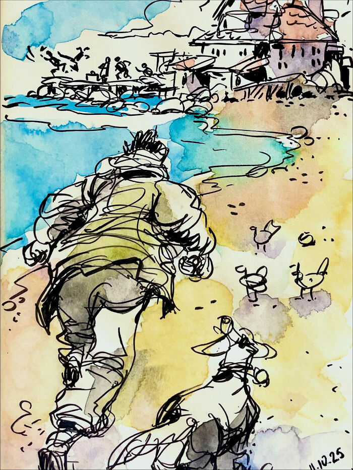 Artist Mehmet Saygin Captures Everyday Life In 30 Expressive Watercolor Sketches