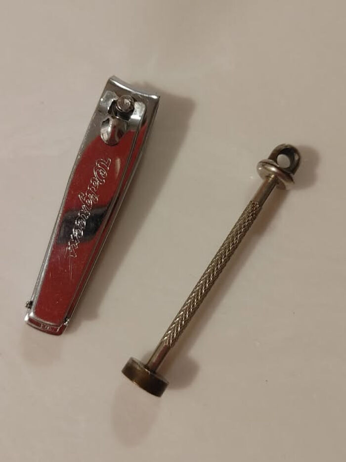 Close-up of a nail clipper and a textured metal object, examples of unidentified objects solved by the internet.