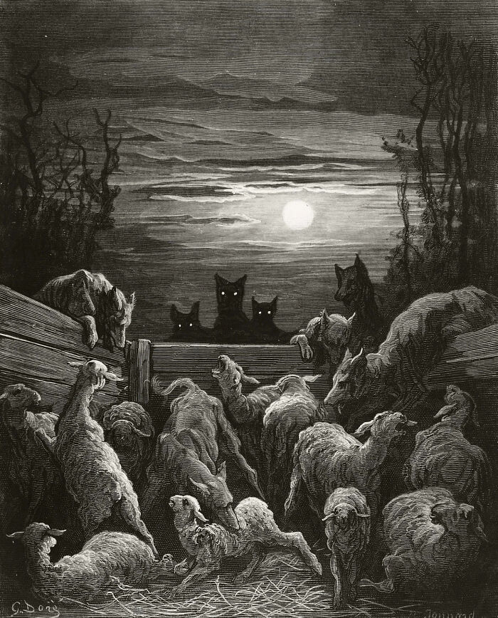 The Wolves And The Sheep, Circa 1867. Illustration By Gustave Doré (French, 1832–1883)