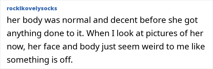 Text comment on a social media post discussing dramatic differences in Kylie Jenner's personal and public photos.