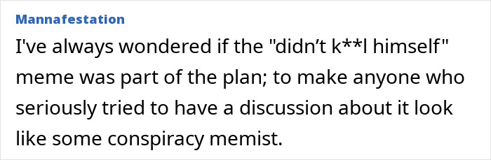 Screenshot of a forum comment discussing conspiracy theories related to Epstein guard&rsquo;s incriminating words about his passing.