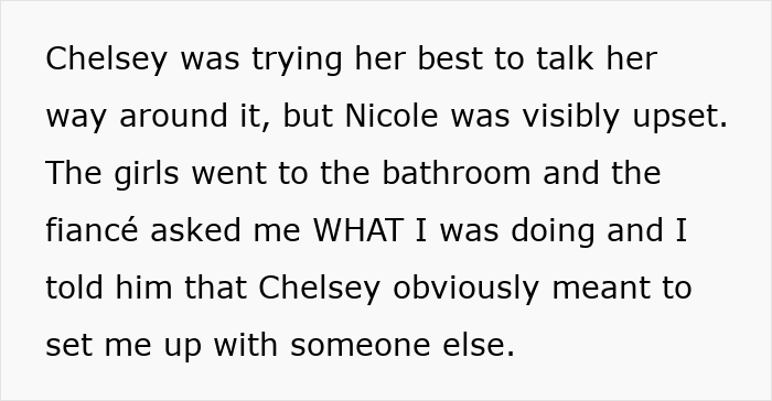 Text excerpt about a lady hyping up her stunner friend and ambushing a single coworker on a date with a stranger.