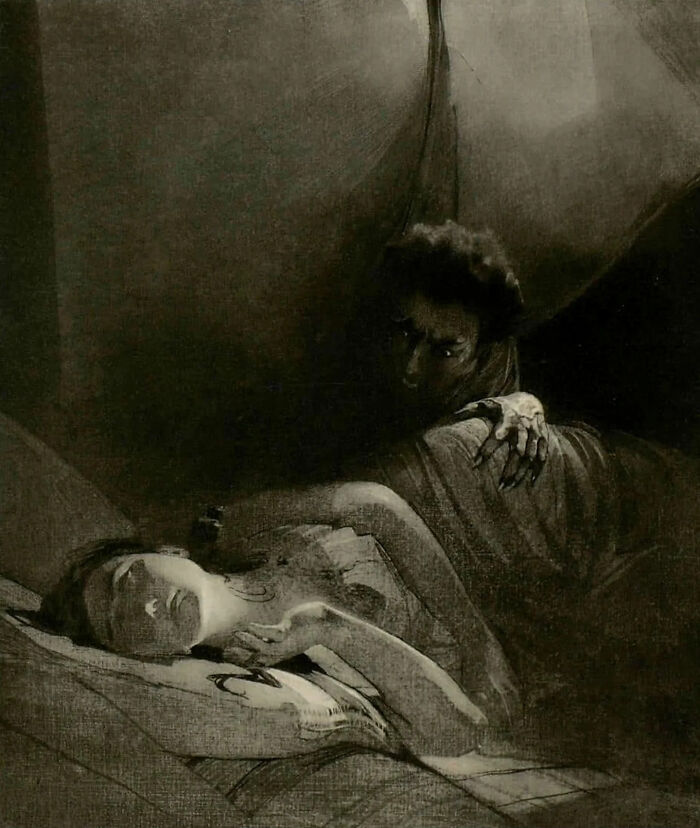 Illustration For Mikhail Lermontov’s Poem "The Demon", Circa 1910. Illustrated By Alfred Eberling