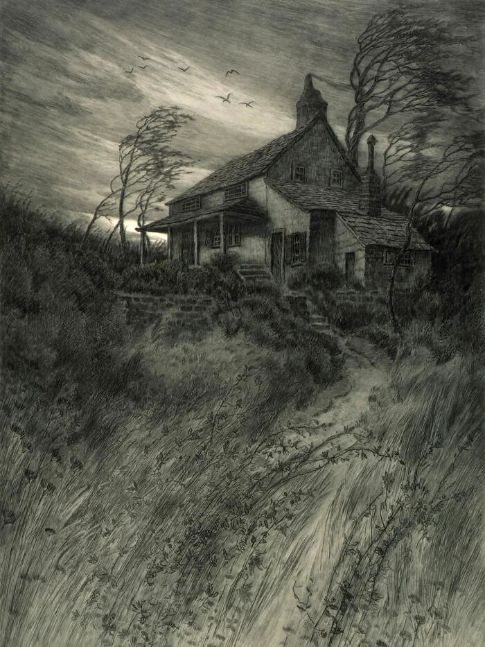 Old House In Wind, Circa 1906 By Charles Frederick William Mielatz (1864–1919)