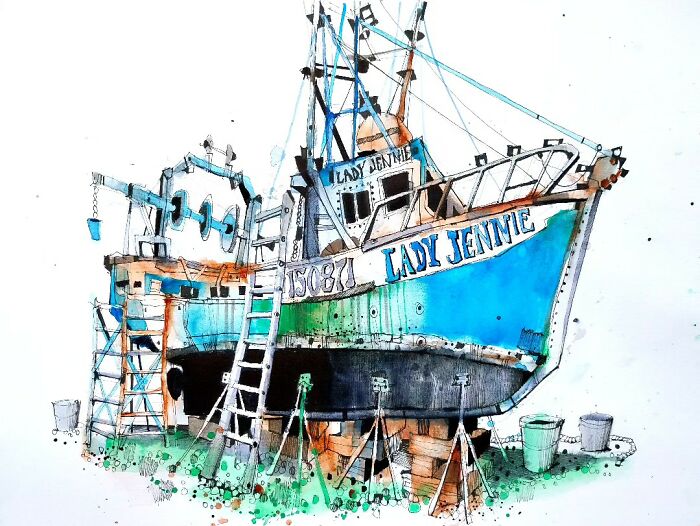 “Lady Jeannie Waiting Patiently In The Hinckley Boat Yard, South West Harbor, Maine”