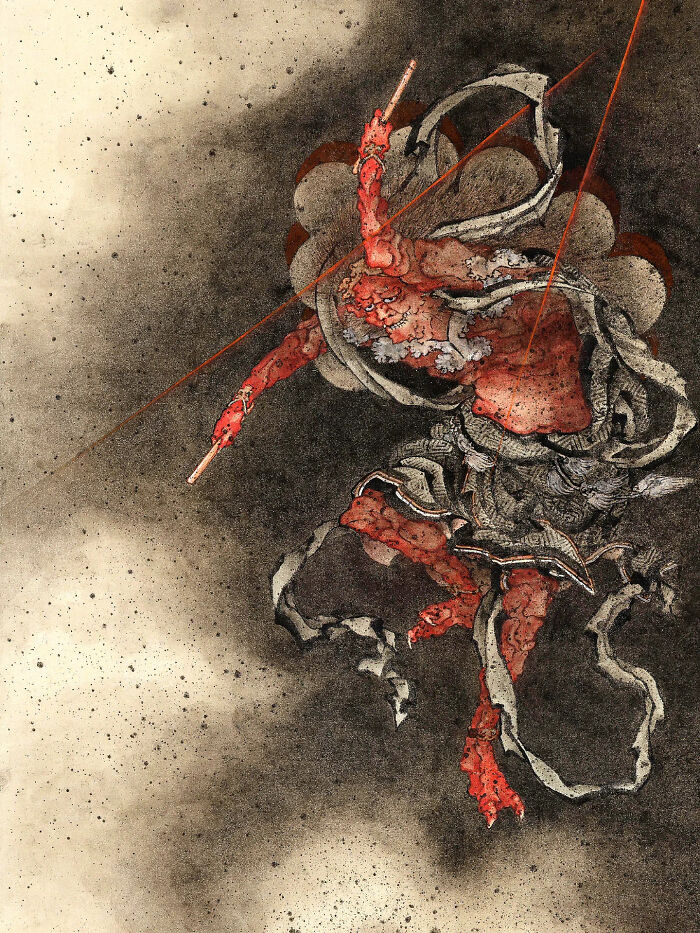 Thunder God, Circa 1840, By Katsushika Hokusai