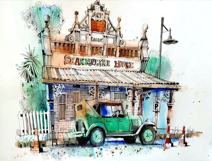 Old Vintage C Outside Shakespeare House In Maldon, Australia