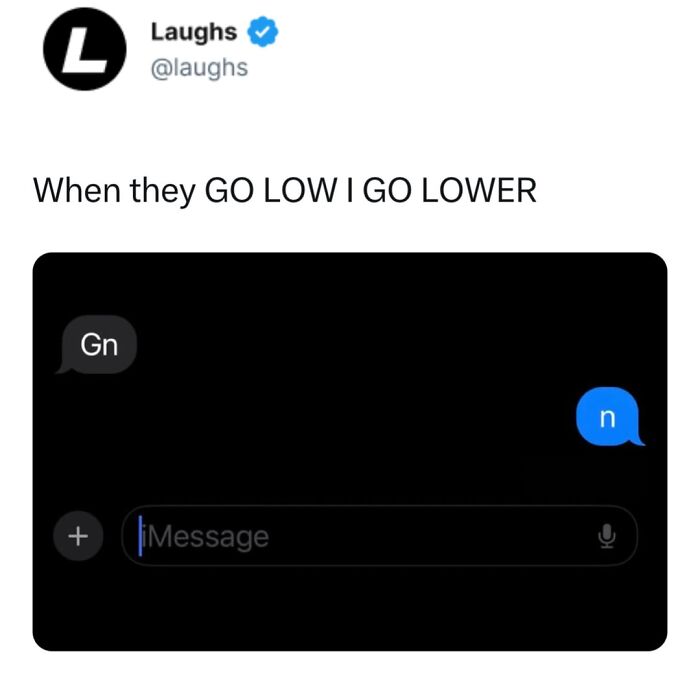 Text meme showing a humorous text exchange with short replies, part of funny memes to look at for a break from responsibility.