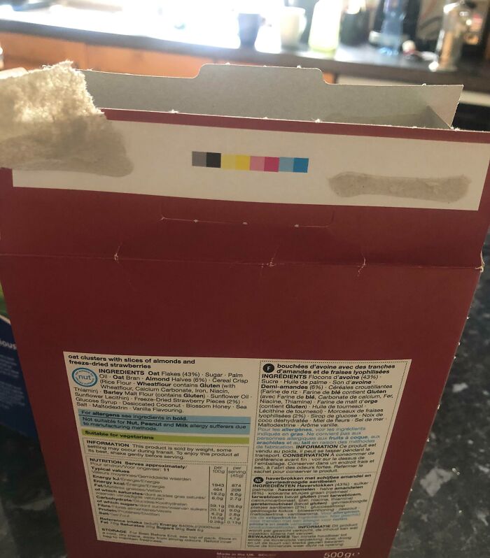 Box of oat flakes with ingredient details, part of unidentified objects solved by the internet mystery collection.