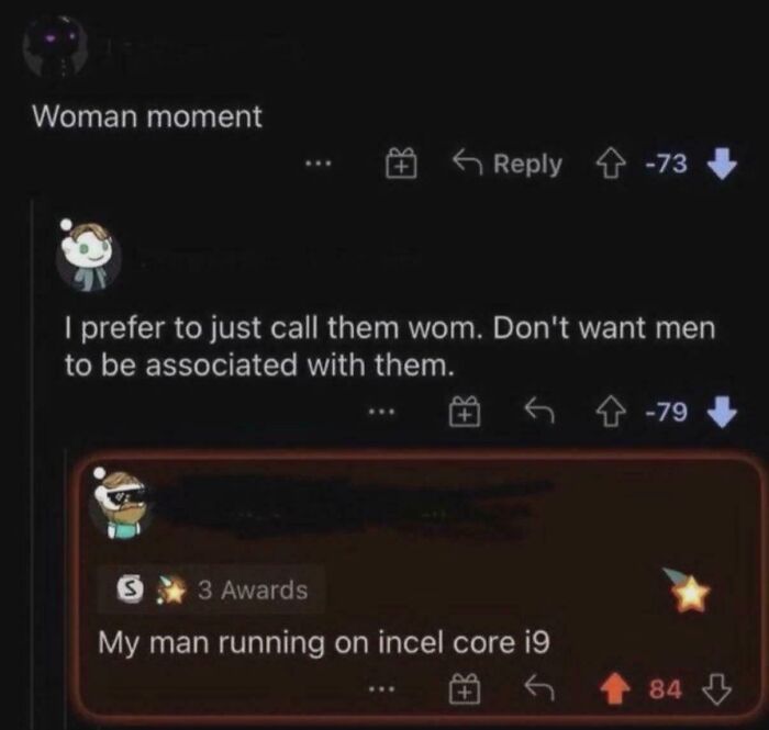 Screenshot of an unhinged sentence thread with sarcastic comments and votes on a social media platform.