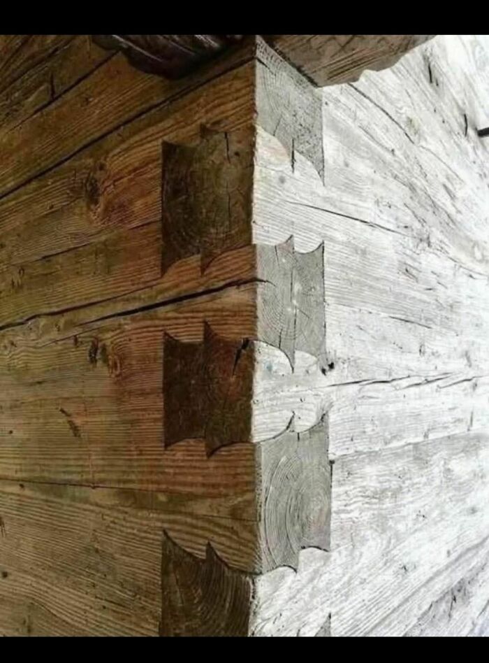 Corner of an old wooden structure showing the disturbing and weird things found in abandoned homes grain patterns.