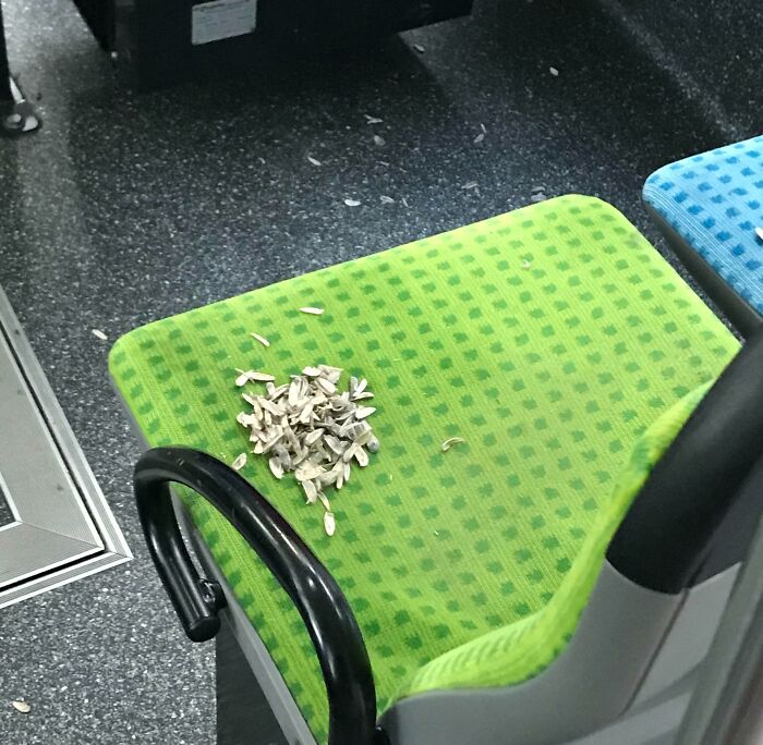 In The Middle Of All This Quarantine, Some Idiot Decided To Eat Sunflower Seeds In The Metro, Leaving The Shells For Some Poor Worker To Clean Up
