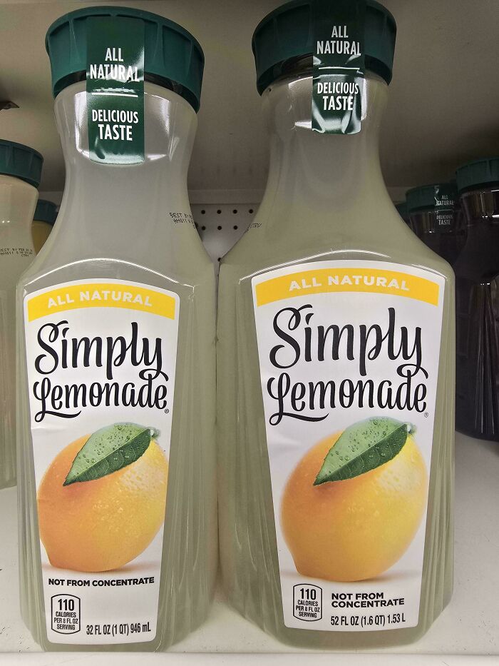 Bottles of Simply Lemonade labeled all natural on store shelf