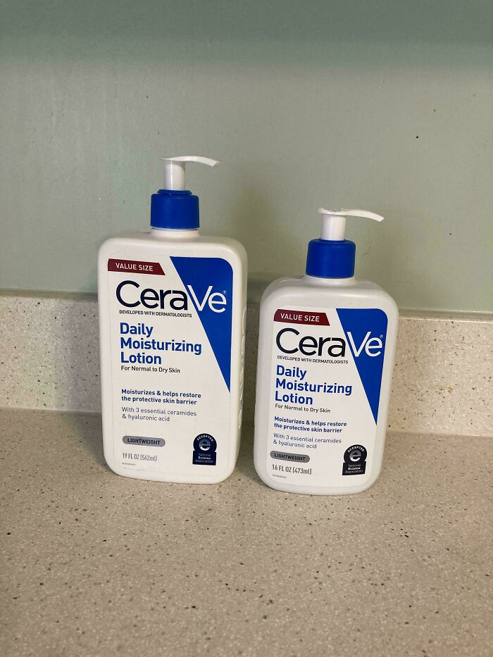 CeraVe daily moisturizing lotion bottles for normal to dry skin on countertop