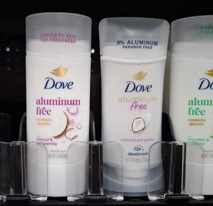 Dove aluminum free deodorant sticks with coconut and jasmine scent in vending machine
