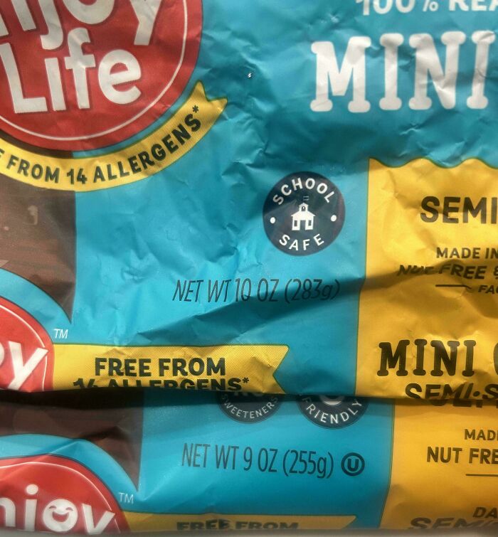 Two bags of allergy-free Enjoy Life snack mix in different sizes