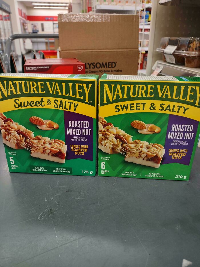 Nature Valley Sweet and Salty granola bars with misleading box sizes