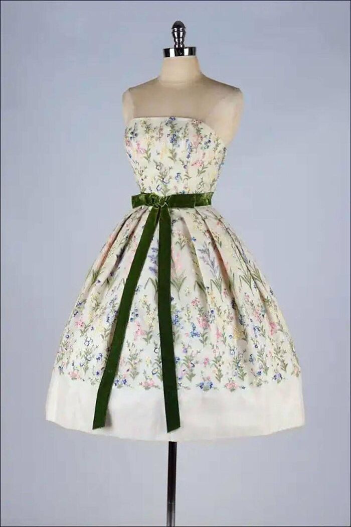 Embroidered Organza Cocktail Dress, Circa 1950s