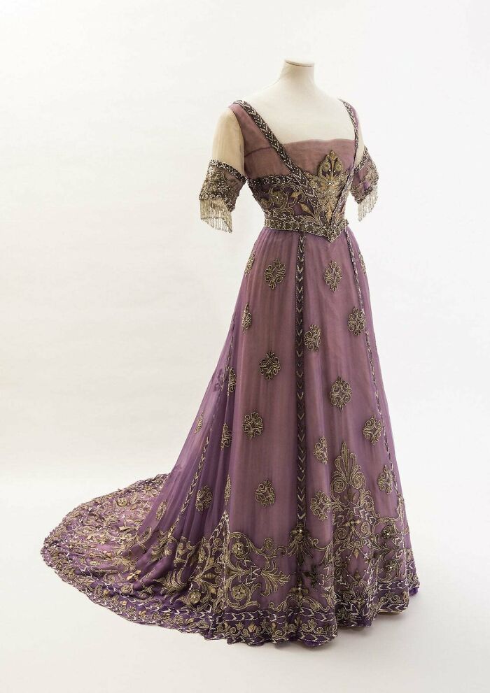 Purple Silk Chiffon Dress By Maison Doeuillet Belonging To Queen Alexandra, Circa 1910