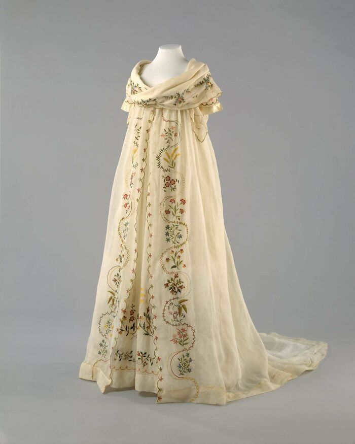 Silk Embroidered Dress, Circa 1798
