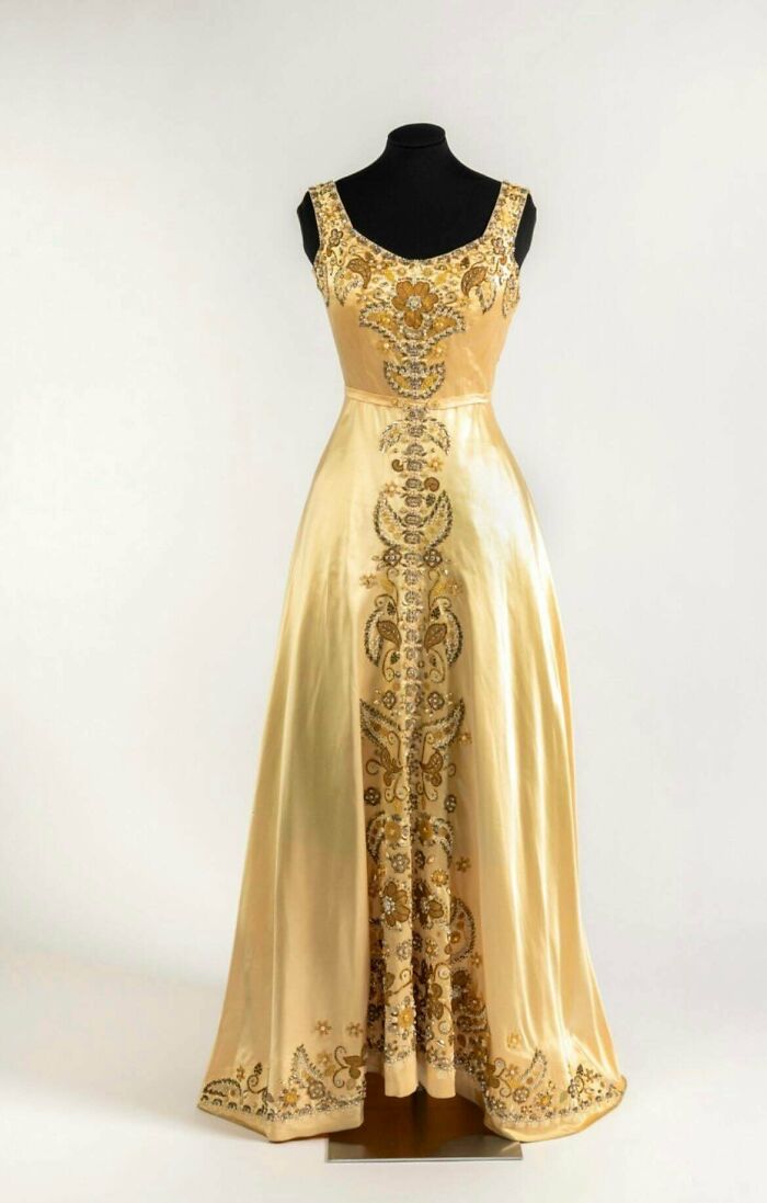 Champagne-Coloured Evening Dress From The 1950s. Designed By Legendary London Couturier Norman Hartnell