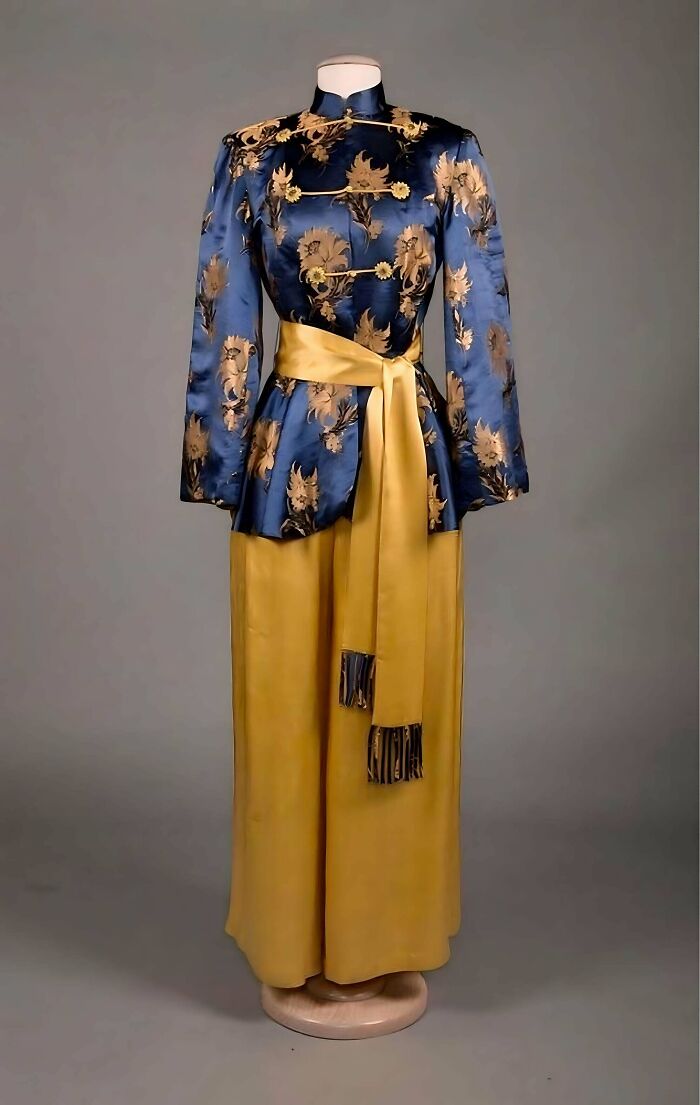 Silk Charmeuse Lounging Pajamas, 1940s