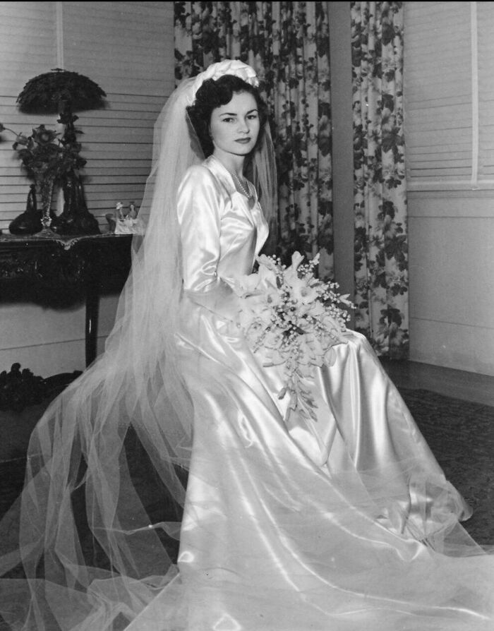 My Mother In Her White Satin Wedding Gown, 1947