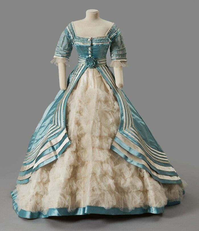 Celestial Blue Ball Gown Made By Marie And Josephine Virfolet, Circa 1867