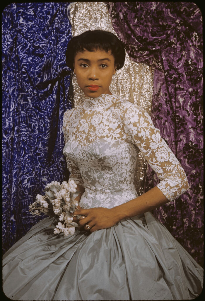 Kodachrome Slides Of Singer/Actress Diahann Caroll On Beautiful White Dress, 14 Of March 1955