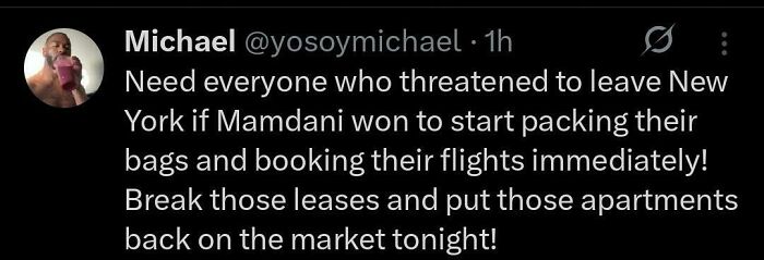 A tweet from Michael about people packing to leave New York, showcasing an important tweet from Black Twitter.
