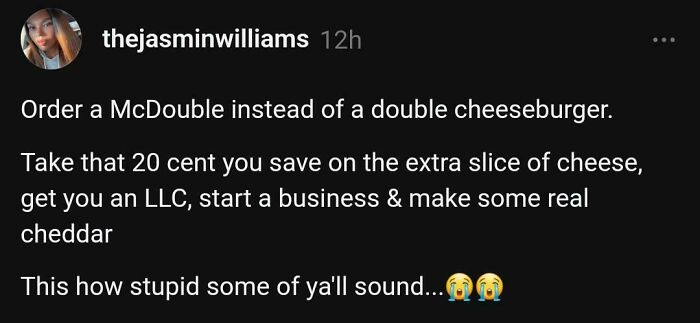 A tweet from thejasminwilliams offering sarcastic financial advice related to saving 20 cents, highlighting an Important Tweet from Black Twitter.