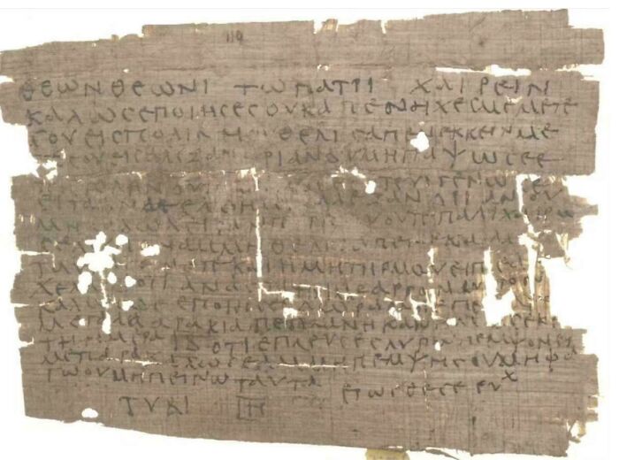 Ancient Greek manuscript on papyrus archaeological discovery