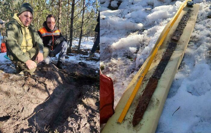 Archaeologists unearth ancient iron blade discovery in snowy excavation site