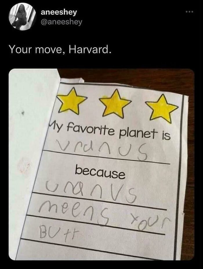 A child's drawing about the planet Uranus, making a funny comment, highlighting a wild post from Delusions of Adequacy.