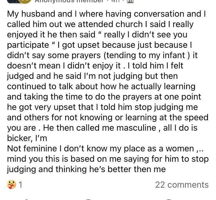 A mom shares a personal story from a parenting group about a difficult conversation with her husband after church, exposing themselves.