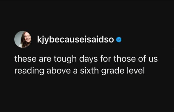 Social media post with funny memes about reading levels and having the same thoughts.