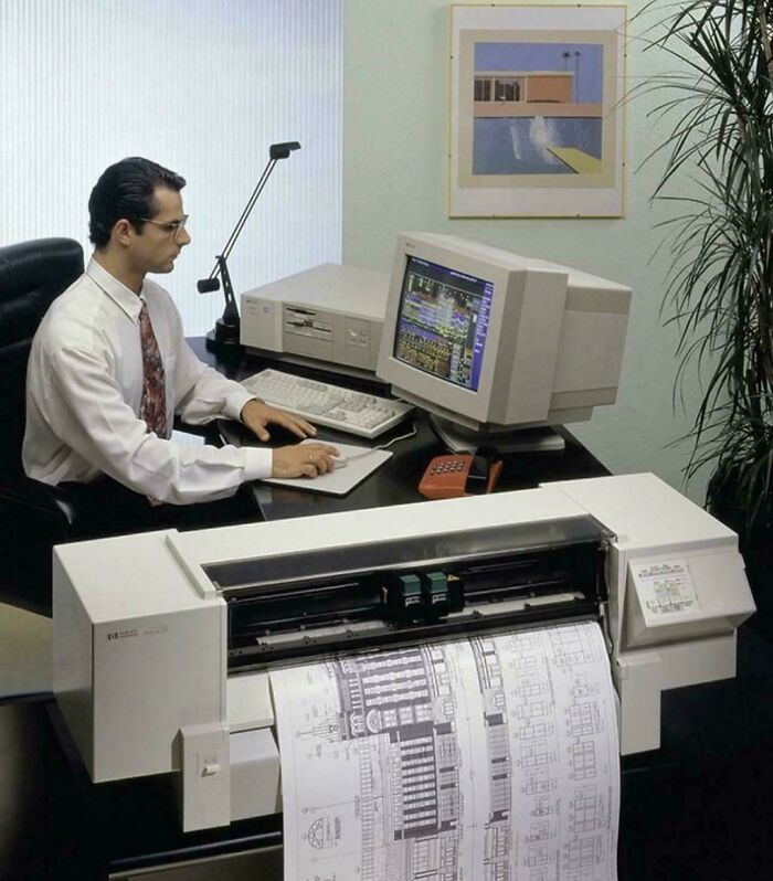1990s Architect At His Workstation