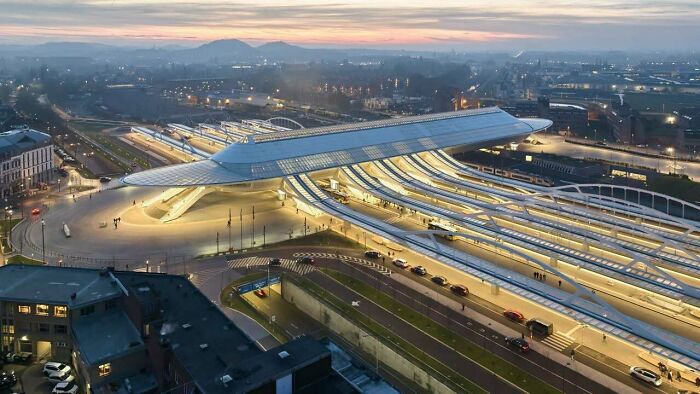 Gare De Mons Station By Santiago Calatrava In Mons, Belgium