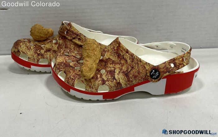 Funny fried chicken crocs shoes with realistic food print design
